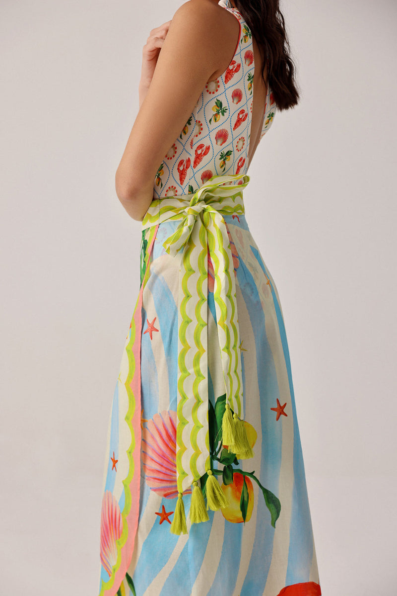 Nua Pareo-Summer Zest cotton voile resort wear by NOIB in blue for women in Singapore