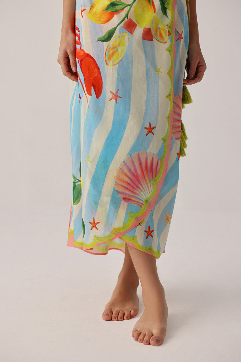 Nua Pareo-Summer Zest cotton voile resort wear by NOIB in blue for women in Singapore