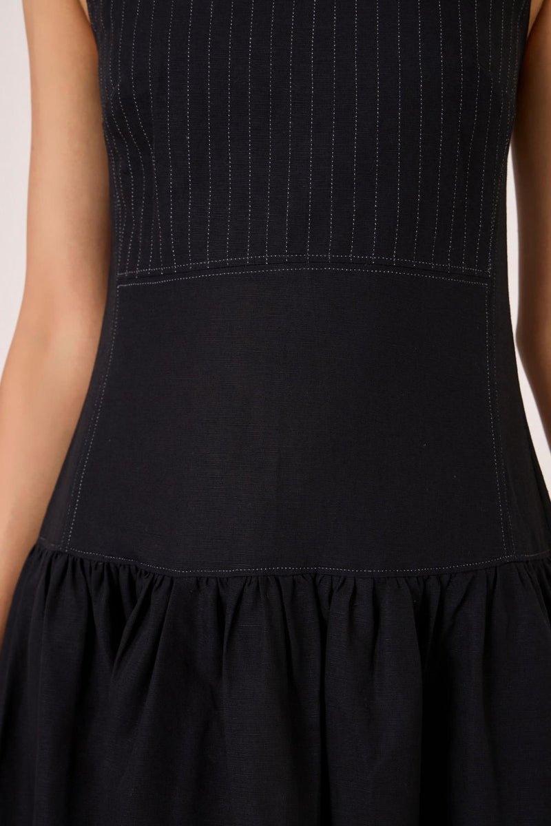 Nuwan Black Quilted Dress cotton by The Summer House in black color for women in Singapore