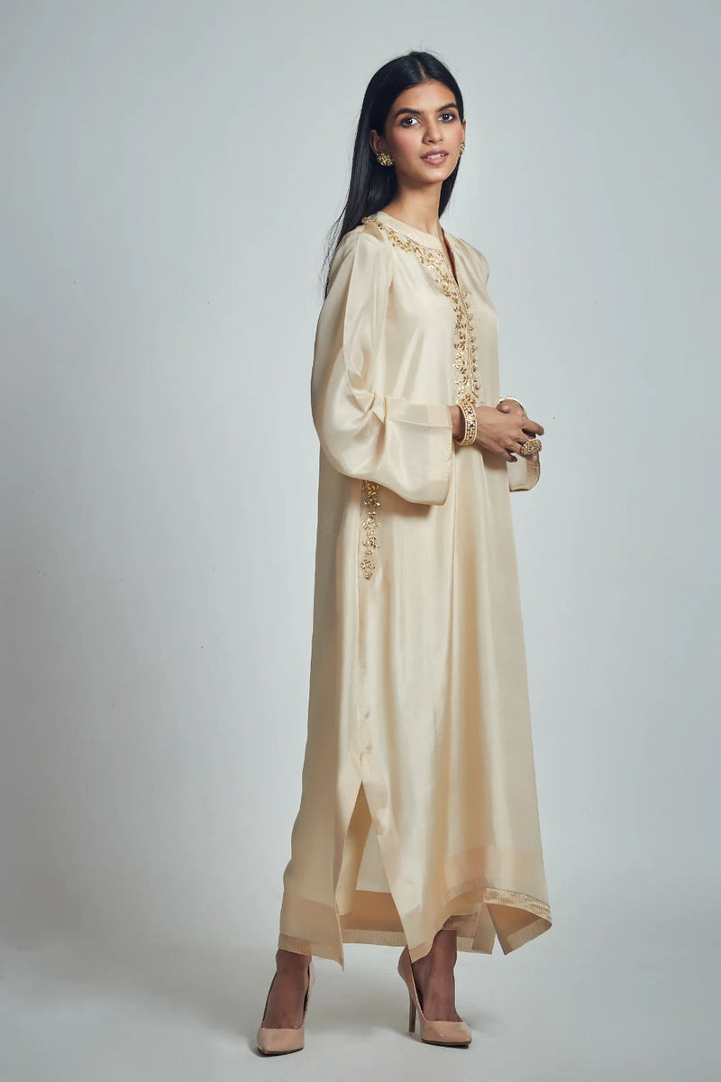 Nyasia Chauga -Soft Beige silk by SHEETAL BATRA in beige color for women in Singapore