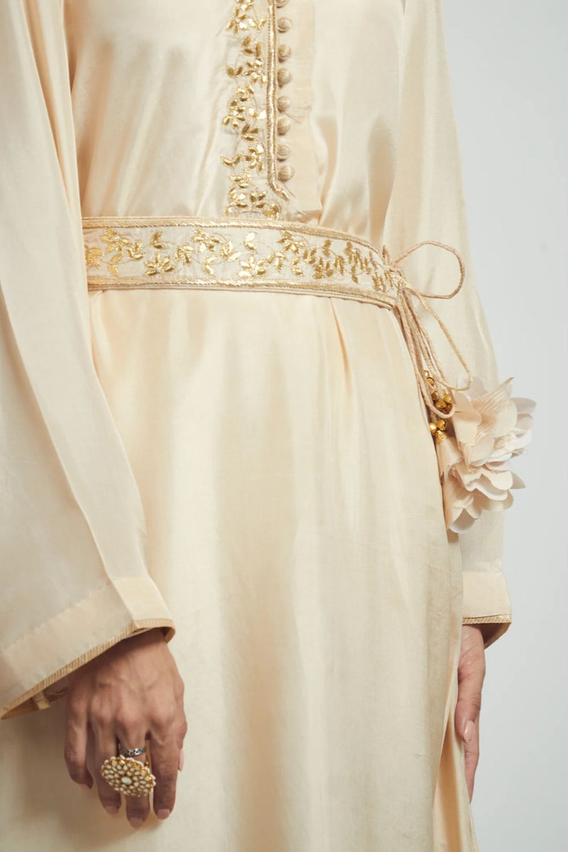Nyasia Chauga -Soft Beige silk by SHEETAL BATRA in beige color for women in Singapore