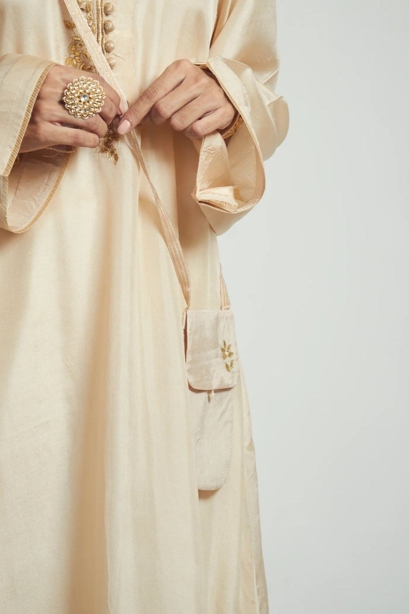 Nyasia Chauga -Soft Beige silk by SHEETAL BATRA in beige color for women in Singapore