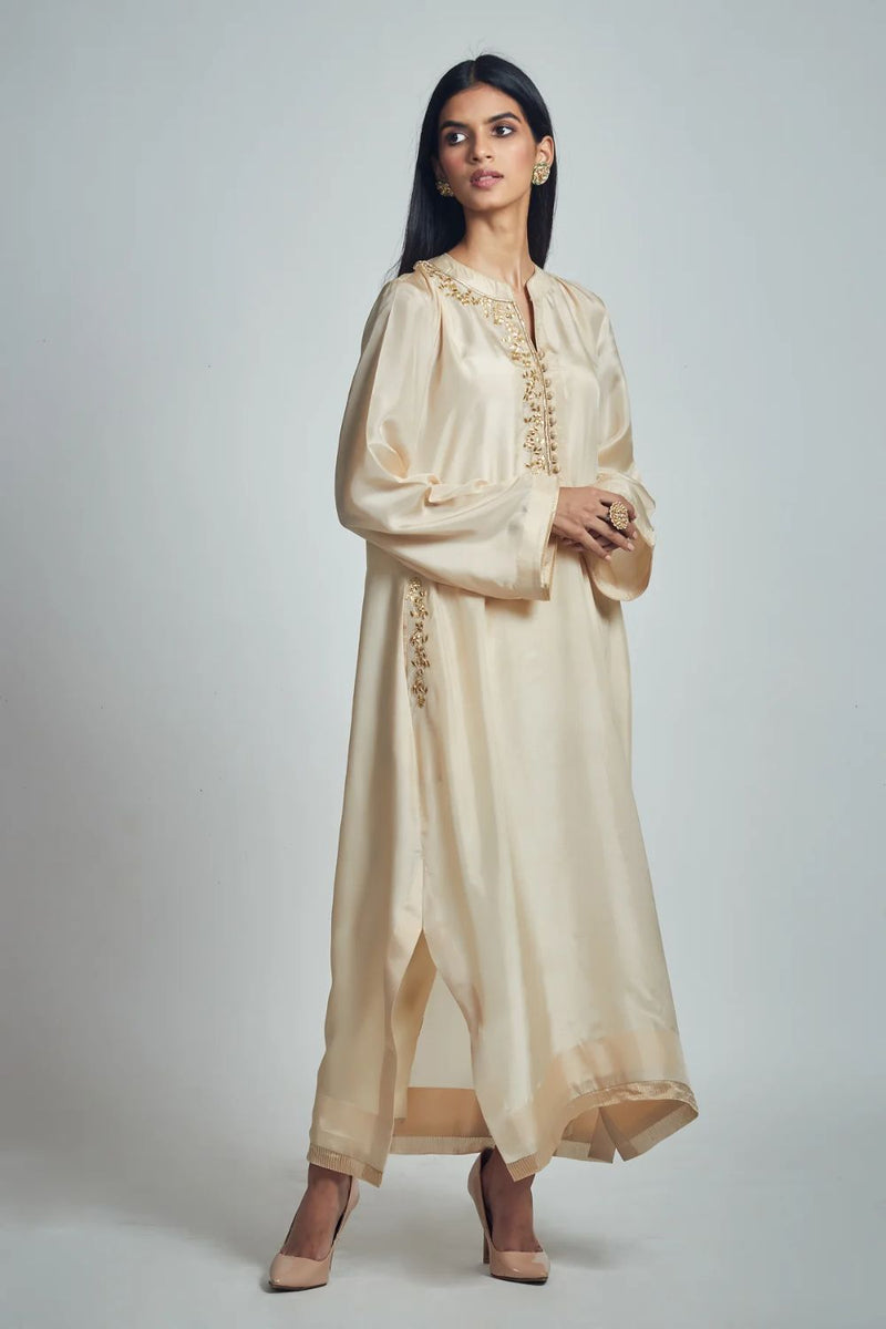 Nyasia Chauga -Soft Beige silk by SHEETAL BATRA in beige color for women in Singapore