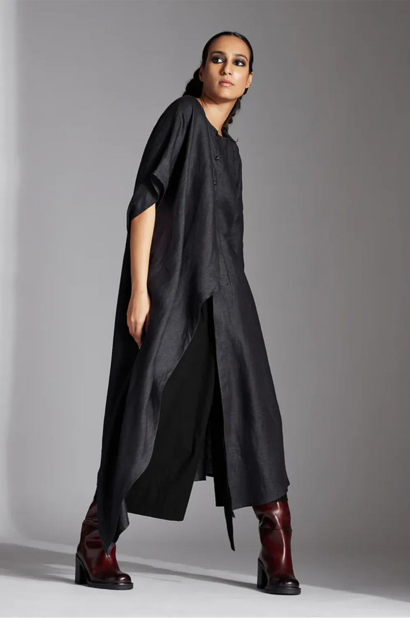 Nysa Shirt-Grey linen by Chola in grey color for women in Singapore