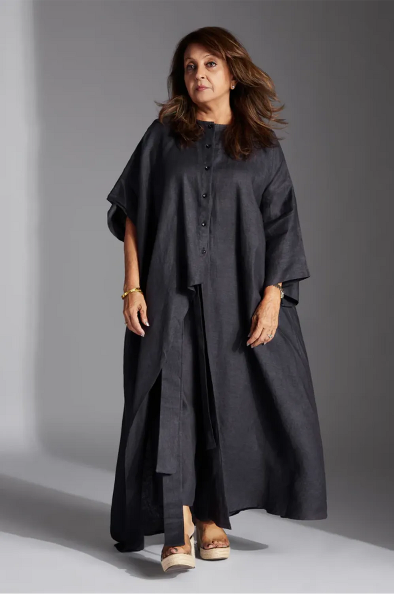 Nysa Shirt-Grey linen by Chola in grey color for women in Singapore