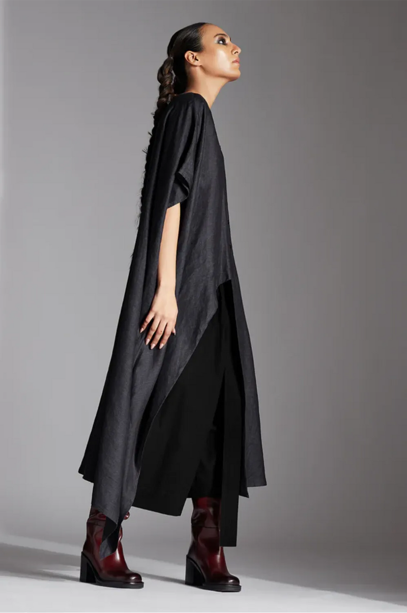 Nysa Shirt-Grey linen by Chola in grey color for women in Singapore