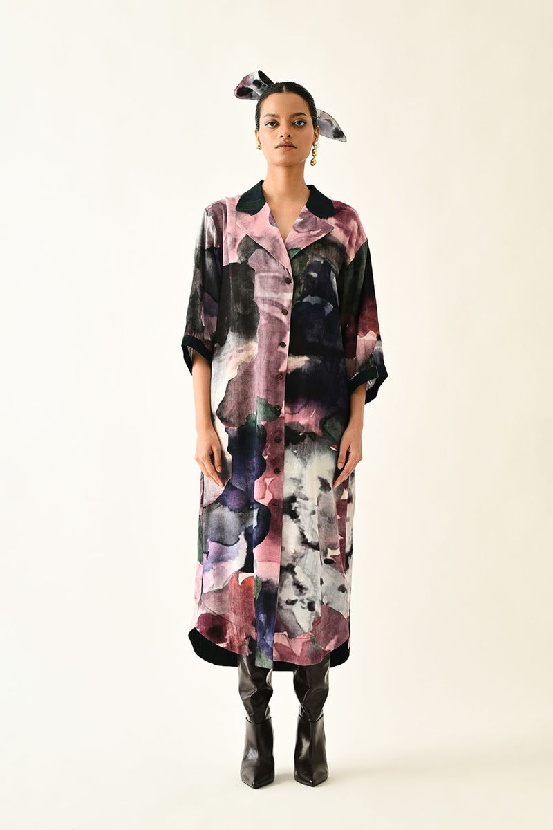 Twilight Bloom Trench Dress