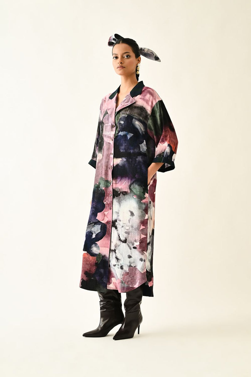 Twilight Bloom Trench Dress