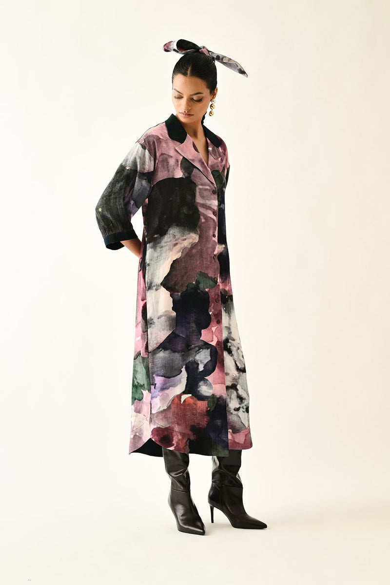 Twilight Bloom Trench Dress