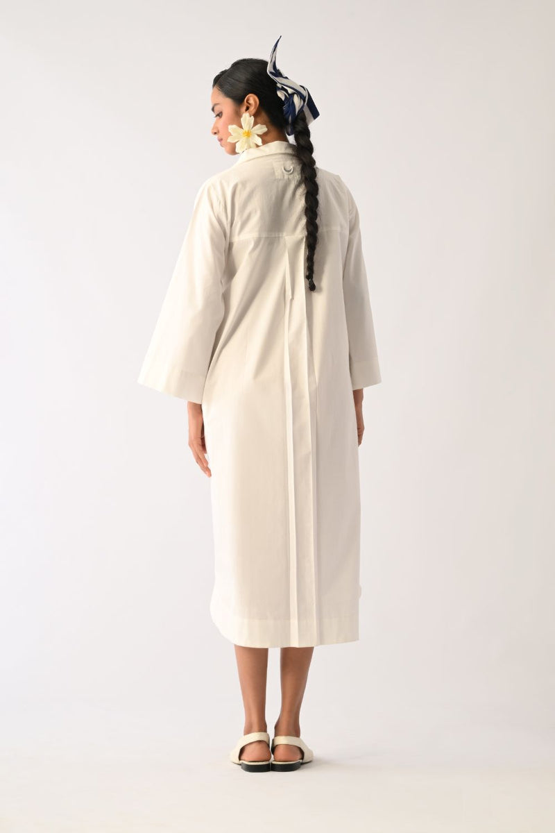 Botanica Ivory Wrap Appliqué Dress poplin dress by O'Frida in ivory for women in Singapore
