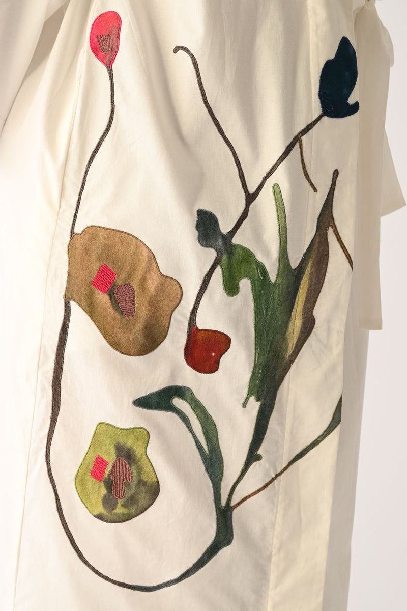 Botanica Ivory Wrap Appliqué Dress poplin dress by O'Frida in ivory for women in Singapore
