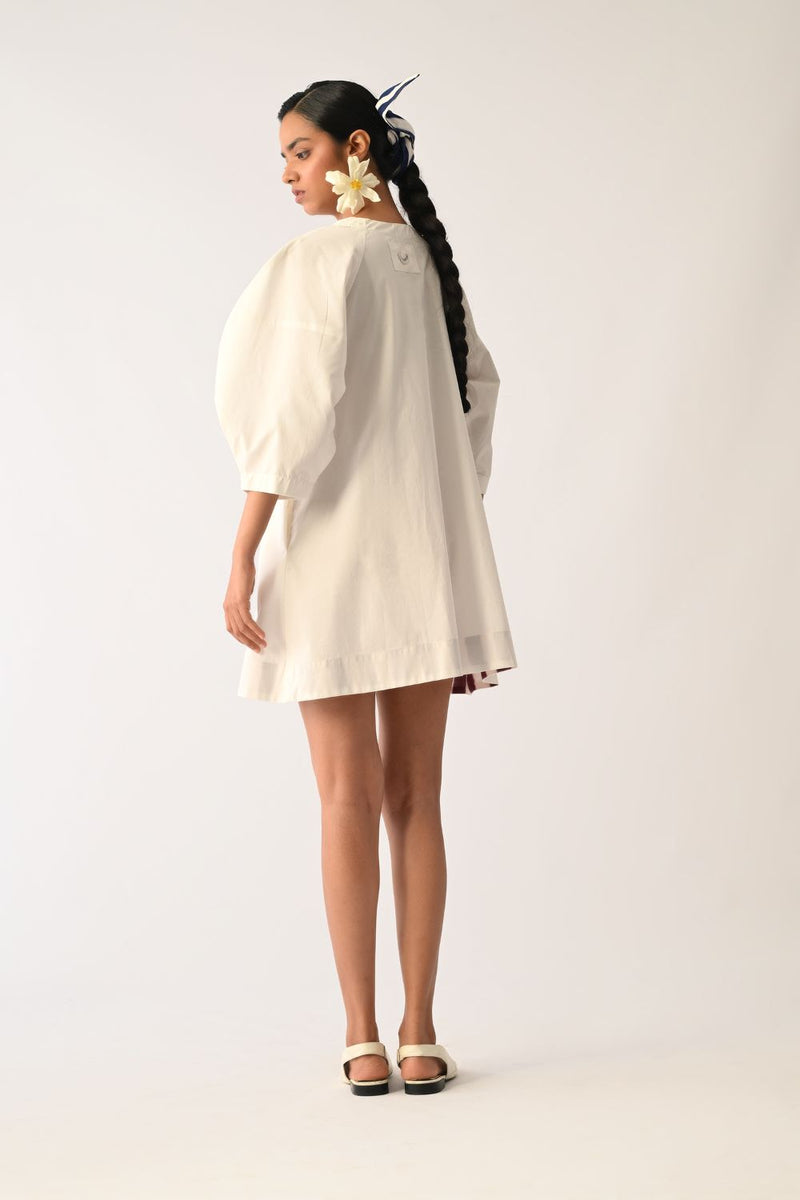 Botanica Ivory Bubble Aline Appliqué Dress poplin dress by O'Frida in ivory for women in Singapore