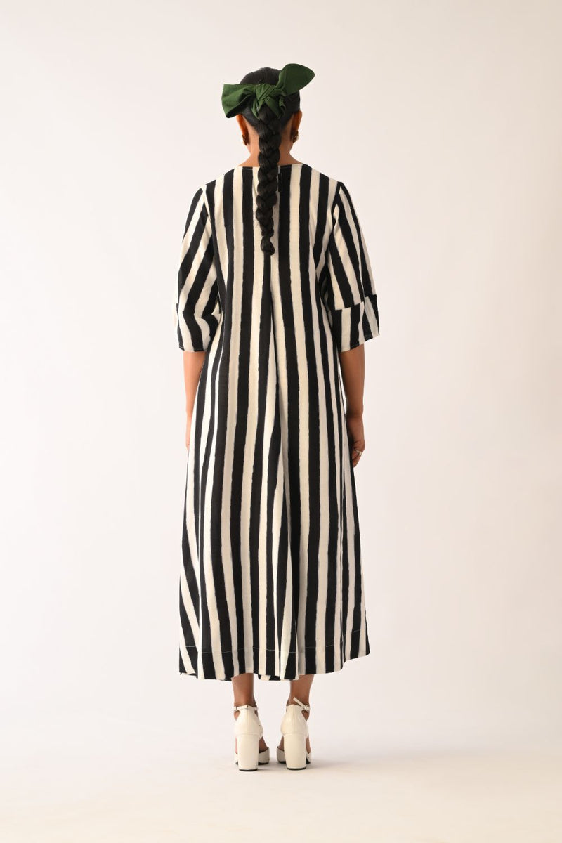 Revolt B&W Mayflower Appliqué Dress cotton dress by O'Frida in black & white for women in Singapore