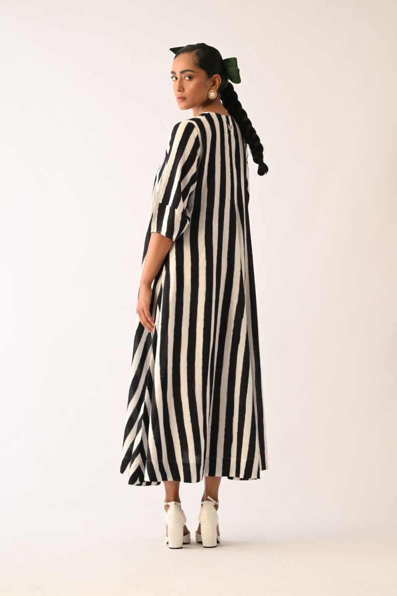 Revolt B&W Mayflower Appliqué Dress cotton dress by O'Frida in black & white for women in Singapore