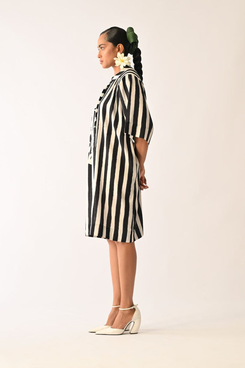 Revolt B&W Beach Appliqué Dress cotton dress by O'Frida in black & white for women in Singapore
