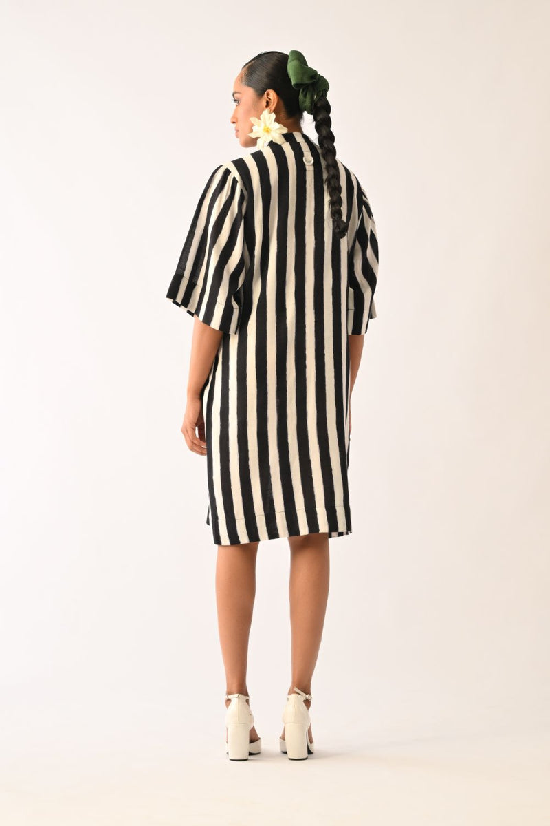 Revolt B&W Beach Appliqué Dress cotton dress by O'Frida in black & white for women in Singapore