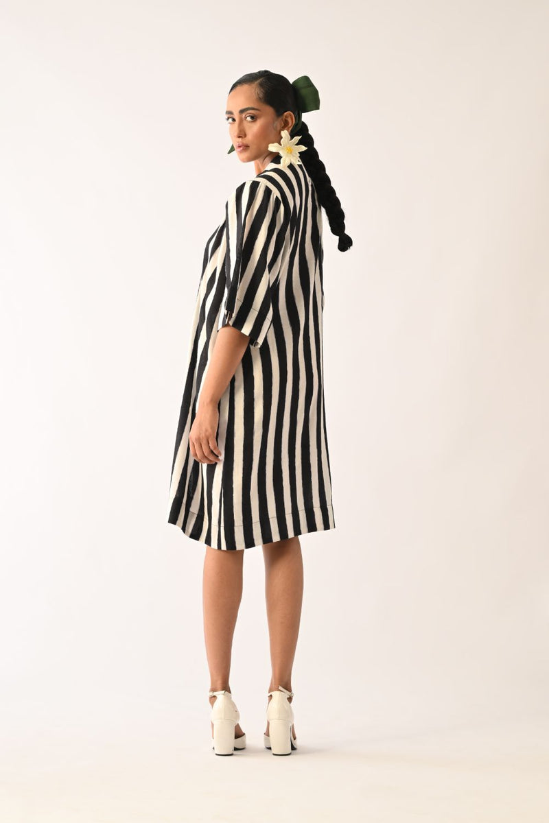 Revolt B&W Beach Appliqué Dress cotton dress by O'Frida in black & white for women in Singapore