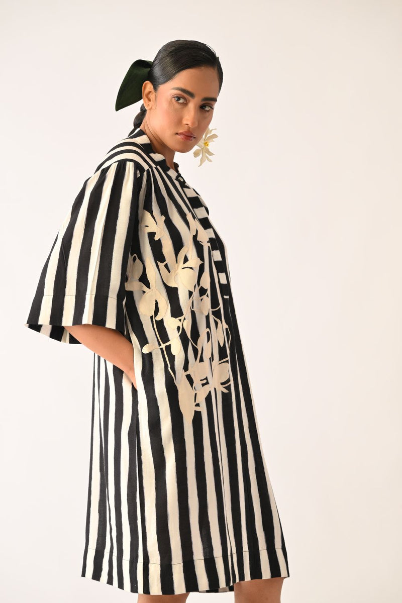 Revolt B&W Beach Appliqué Dress cotton dress by O'Frida in black & white for women in Singapore