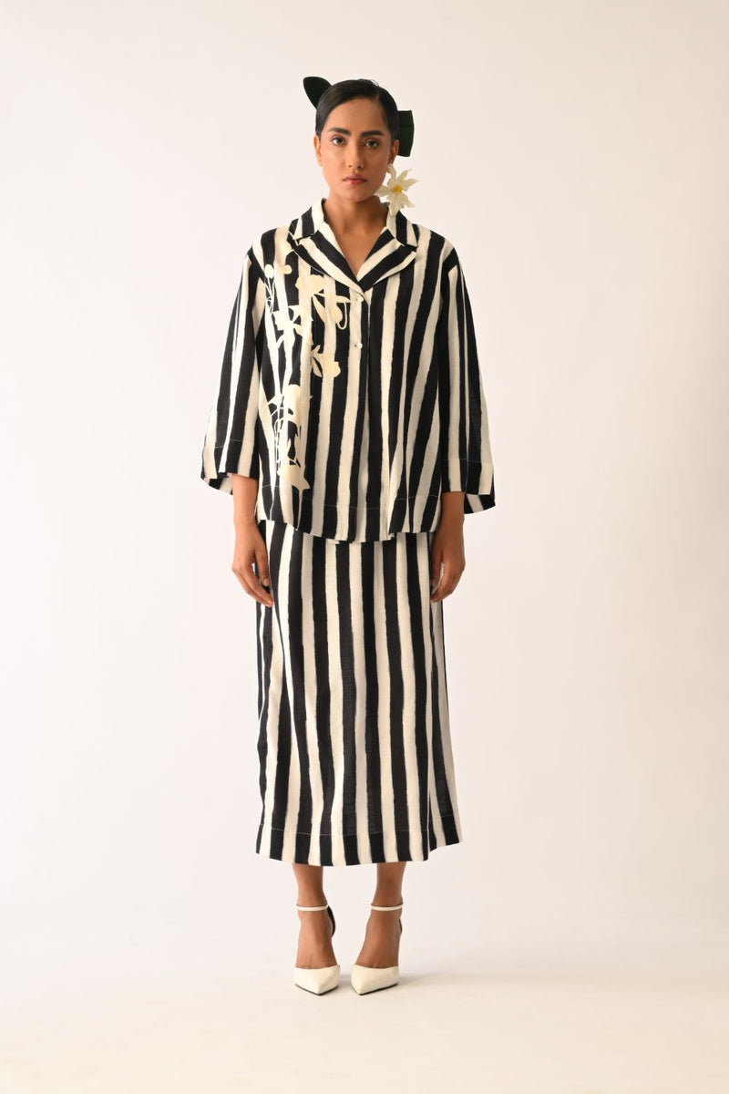 Revolt B&W Midi Skirt cotton skirt by O'Frida in black & white for women in Singapore