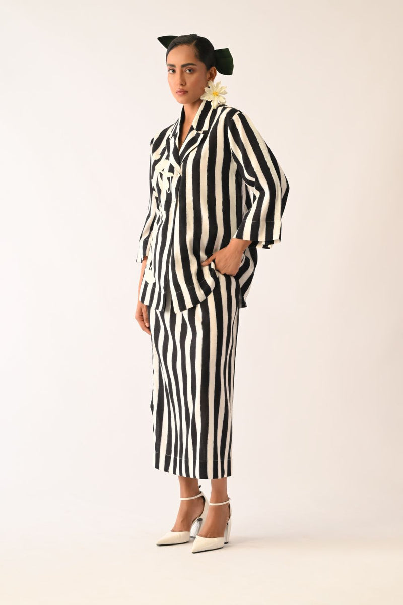 Revolt B&W Midi Skirt cotton skirt by O'Frida in black & white for women in Singapore