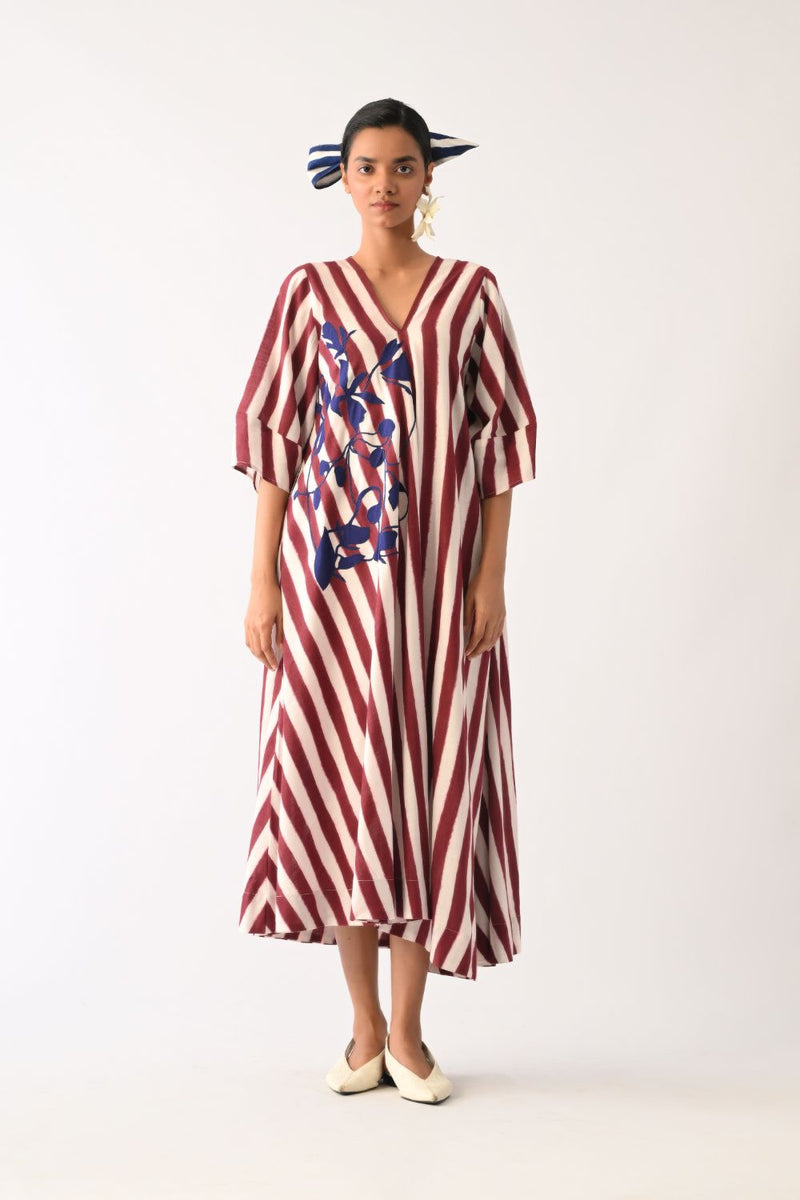 Revolt Bric Mayflower Appliqué Dress cotton dress by O'Frida in red & white for women in Singapore