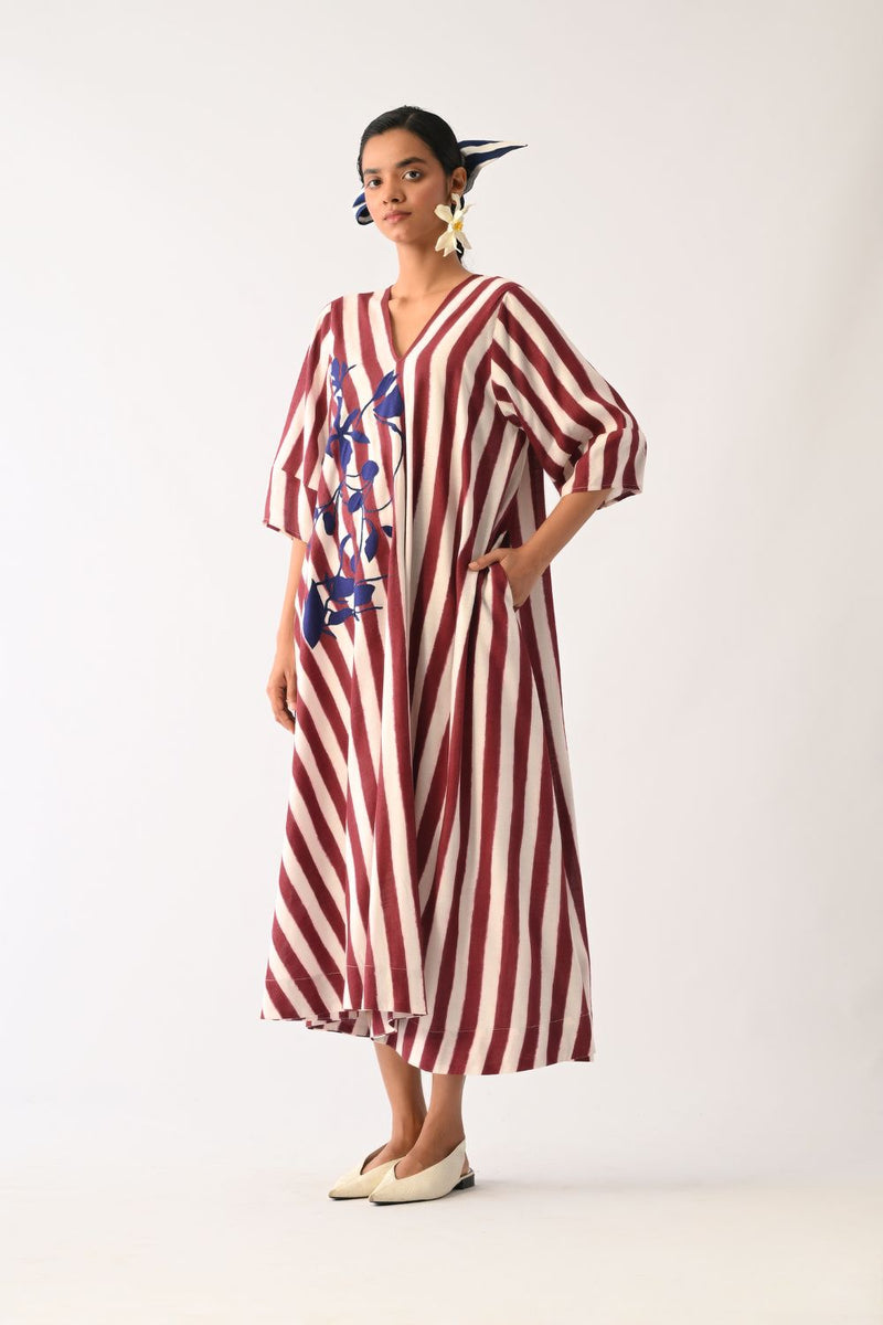 Revolt Bric Mayflower Appliqué Dress cotton dress by O'Frida in red & white for women in Singapore