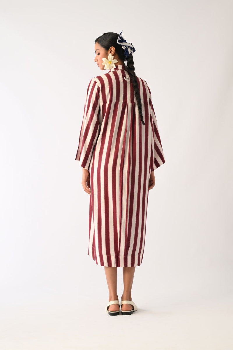 Revolt Bric Wrap Appliqué Dress cotton dress by O'Frida in red & white for women in Singapore