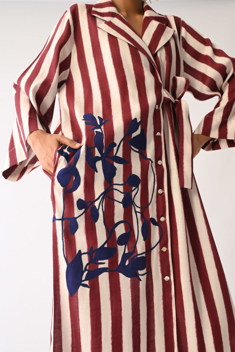 Revolt Bric Wrap Appliqué Dress cotton dress by O'Frida in red & white for women in Singapore