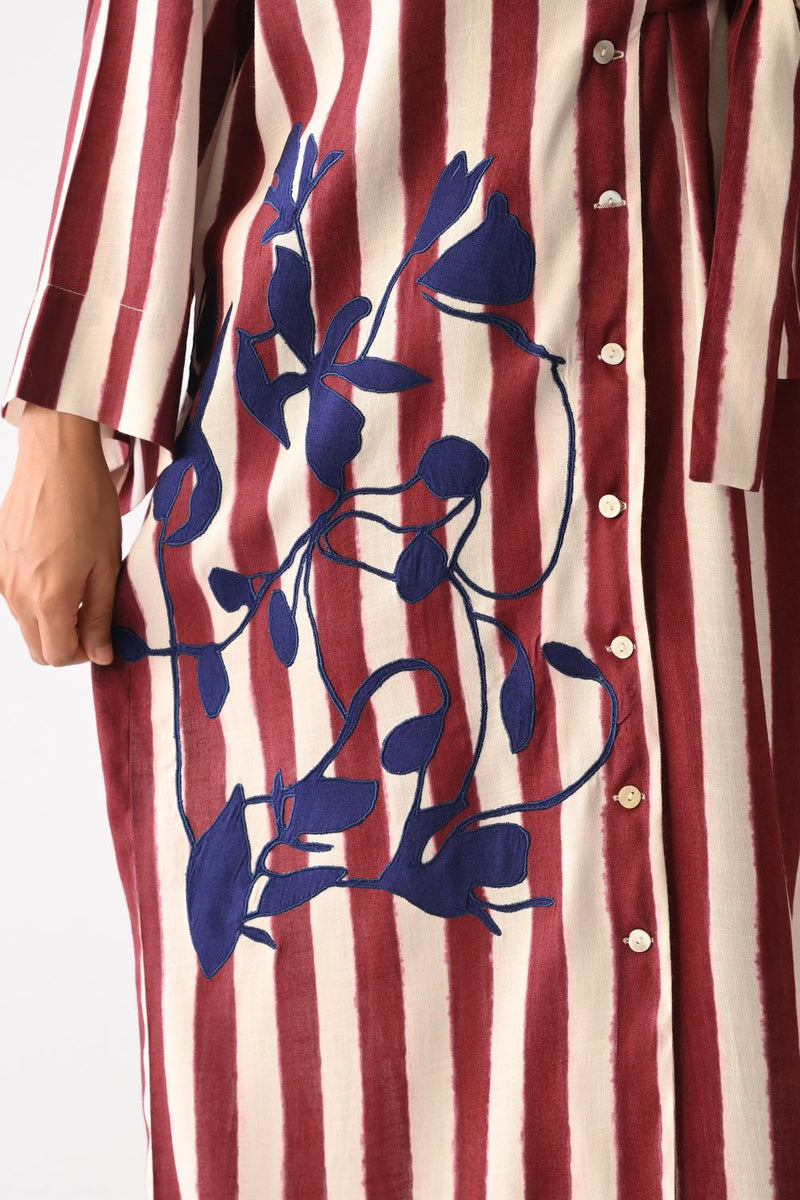 Revolt Bric Wrap Appliqué Dress cotton dress by O'Frida in red & white for women in Singapore