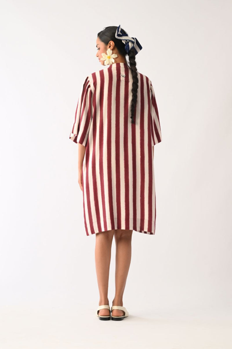 Revolt Bric Beach Appliqué Dress cotton dress by O'Frida in red & white for women in Singapore