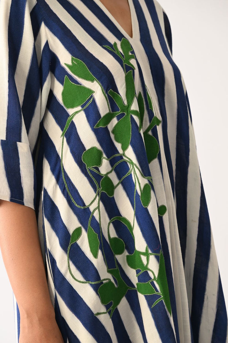 Revolt RB Mayflower Appliqué Dress cotton dress by O'Frida in royal blue & white for women in Singapore