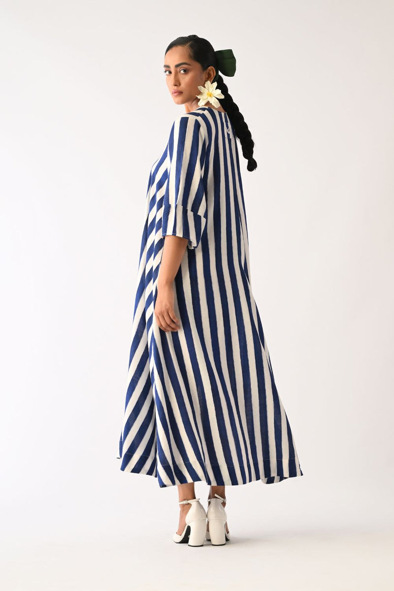 Revolt RB Mayflower Appliqué Dress cotton dress by O'Frida in royal blue & white for women in Singapore