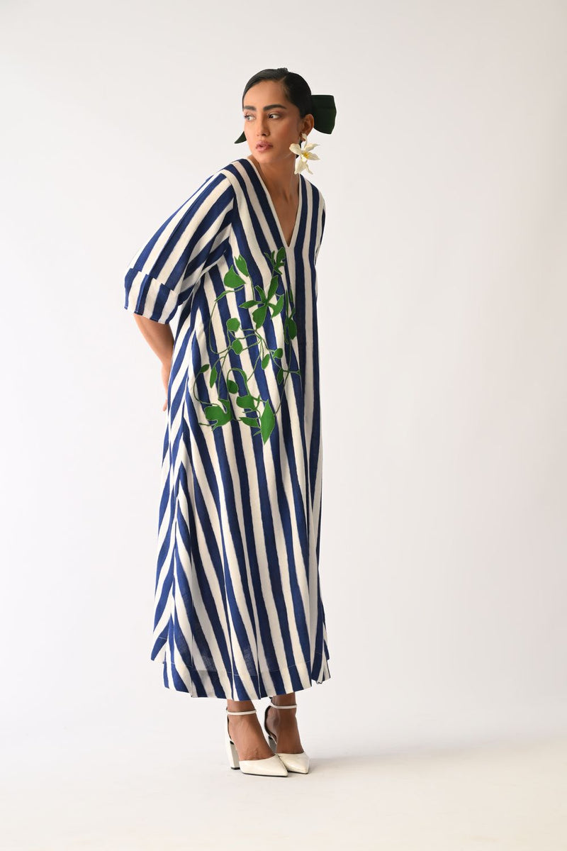 Revolt RB Mayflower Appliqué Dress cotton dress by O'Frida in royal blue & white for women in Singapore