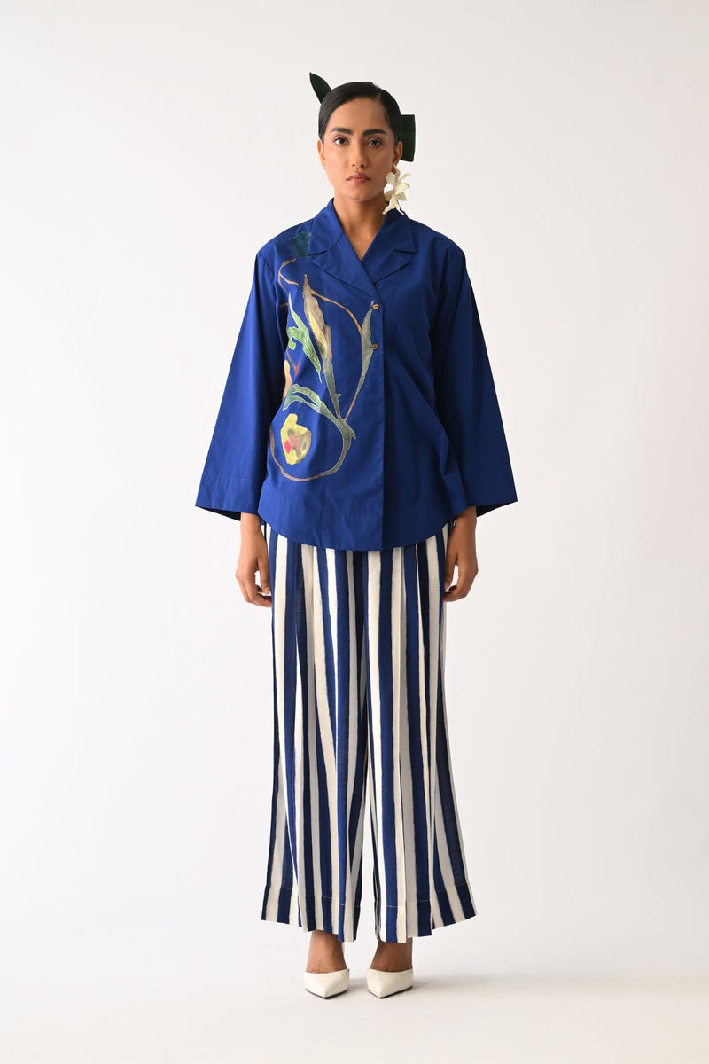 Revolt RB PP pant cotton pant/trouser by O'Frida in royal blue & white for women in Singapore