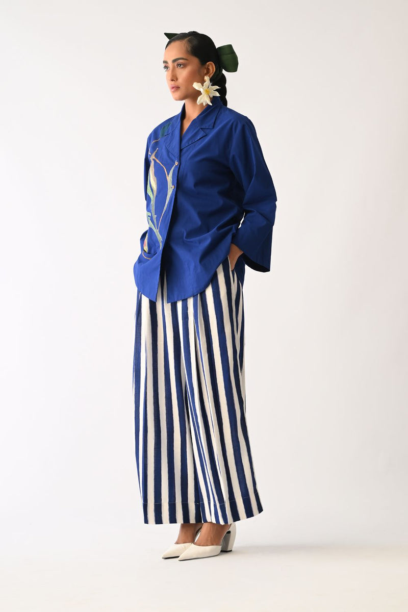 Revolt RB PP pant cotton pant/trouser by O'Frida in royal blue & white for women in Singapore