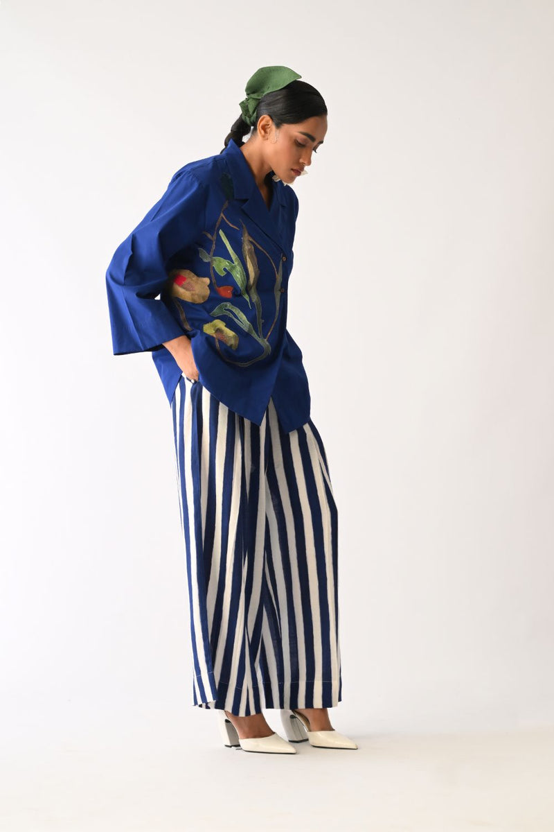 Revolt RB PP pant cotton pant/trouser by O'Frida in royal blue & white for women in Singapore