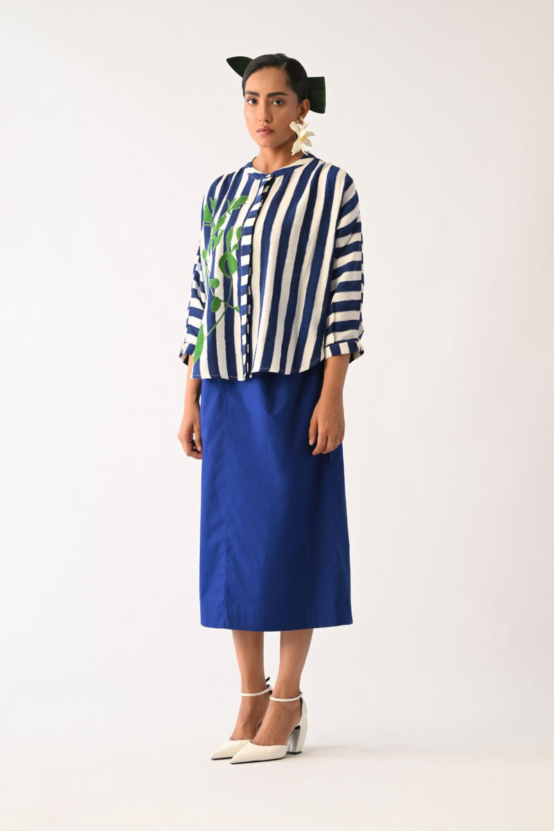Revolt RB Rj Appliqué Top cotton top/shirt by O'Frida in royal blue & white for women in Singapore