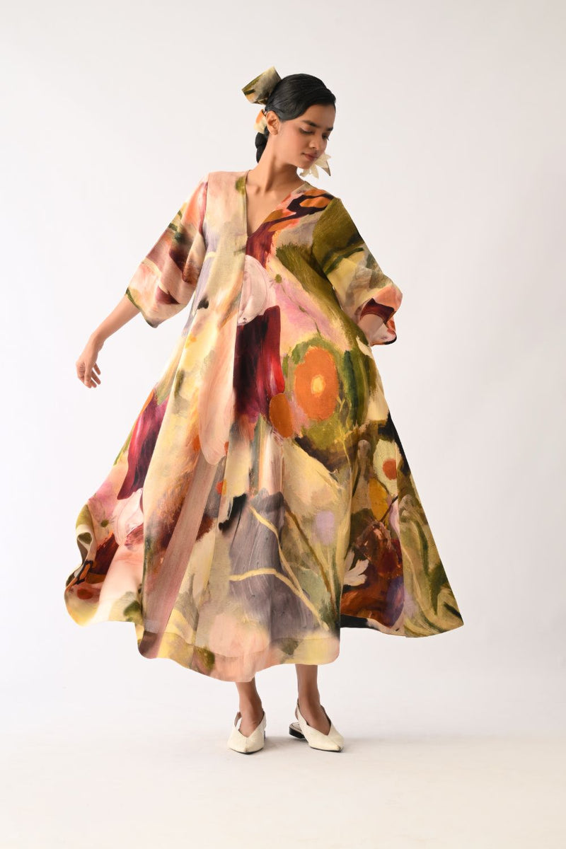 Pollen Mayflower Dress cotton dress by O'Frida in multicolour for women in Singapore