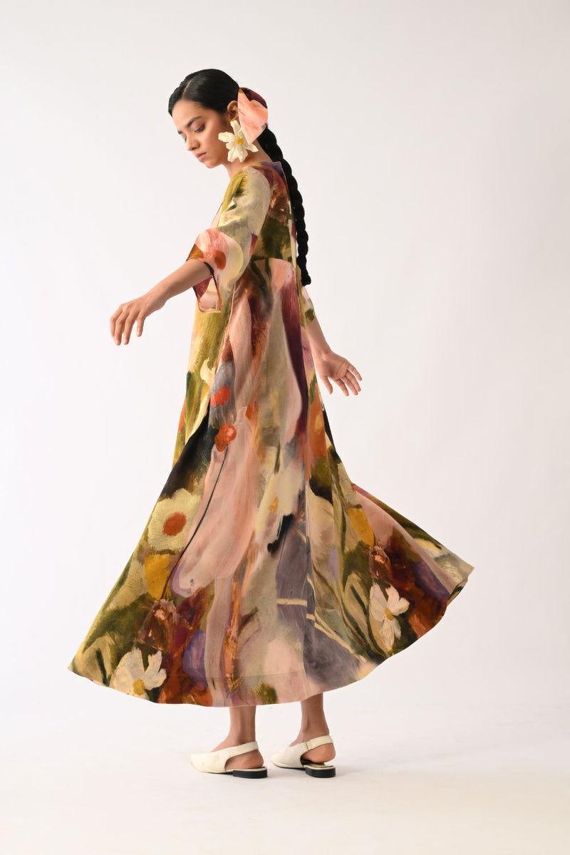 Pollen Mayflower Dress cotton dress by O'Frida in multicolour for women in Singapore