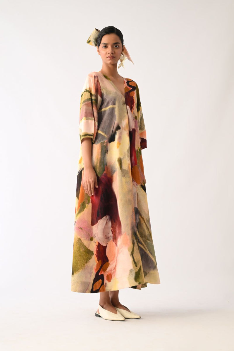 Pollen Mayflower Dress cotton dress by O'Frida in multicolour for women in Singapore