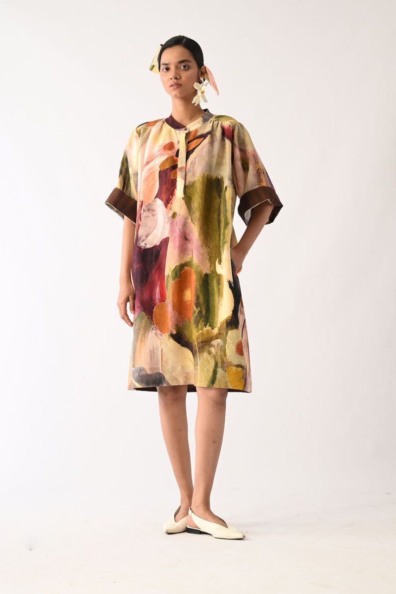 Pollen Beach Dress cotton dress by O'Frida in multicolour for women in Singapore