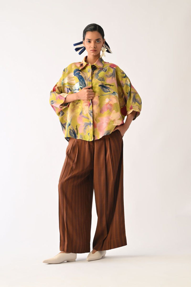 Liberty Olive Ae Shirt cotton top/shirt by O'Frida in olive for women in Singapore