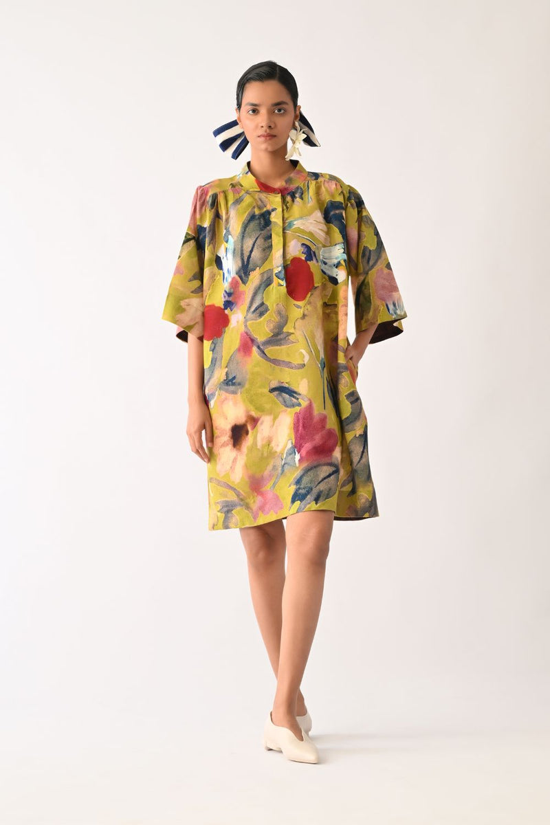 Liberty Olive Beach Dress cotton dress by O'Frida in olive for women in Singapore