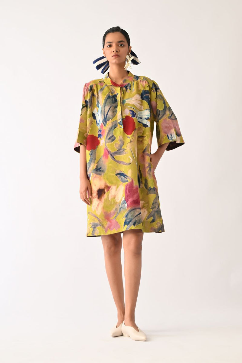 Liberty Olive Beach Dress cotton dress by O'Frida in olive for women in Singapore
