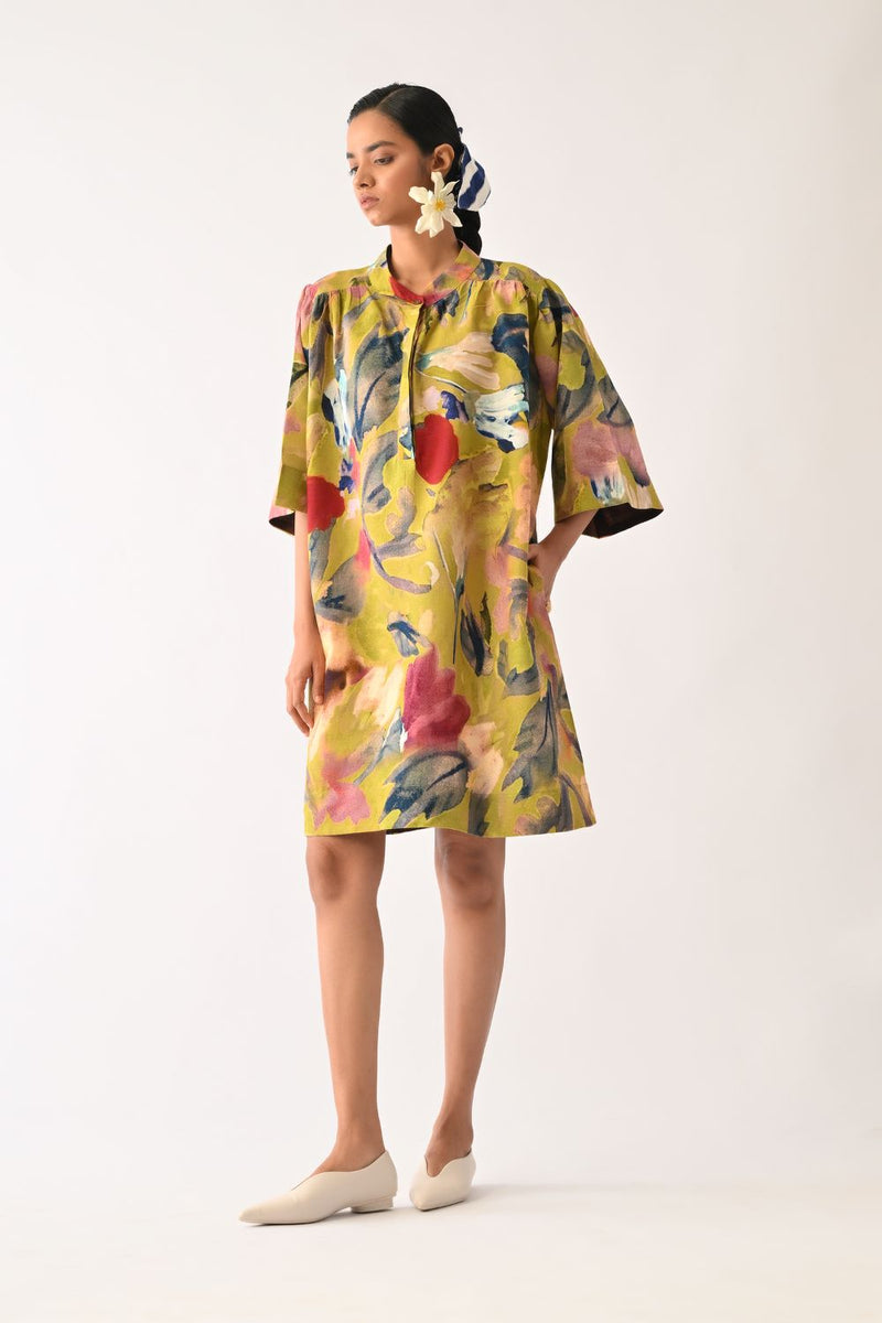 Liberty Olive Beach Dress cotton dress by O'Frida in olive for women in Singapore