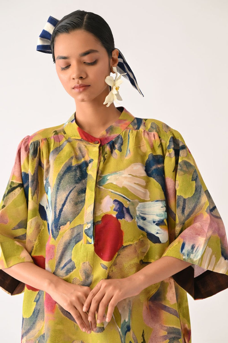 Liberty Olive Beach Dress cotton dress by O'Frida in olive for women in Singapore