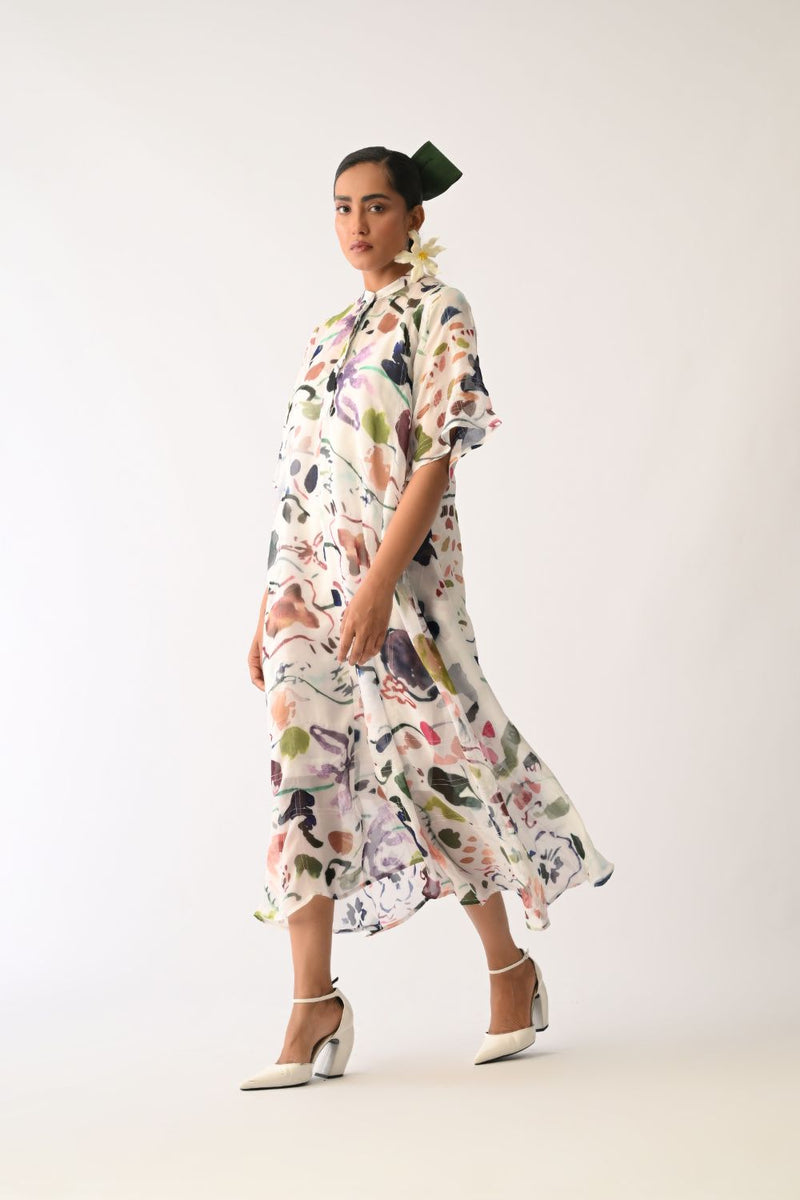 Luminia Ivory Overlay Dress organza dress by O'Frida in ivory for women in Singapore