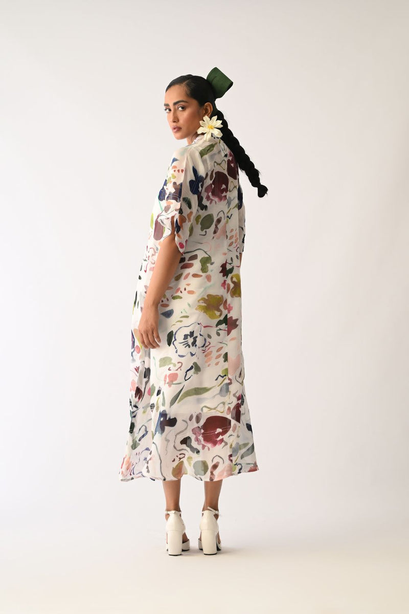 Luminia Ivory Overlay Dress organza dress by O'Frida in ivory for women in Singapore