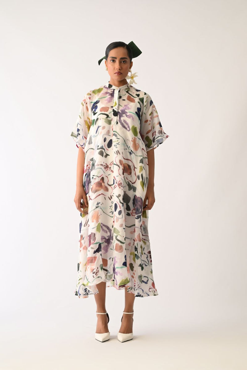 Luminia Ivory Overlay Dress organza dress by O'Frida in ivory for women in Singapore