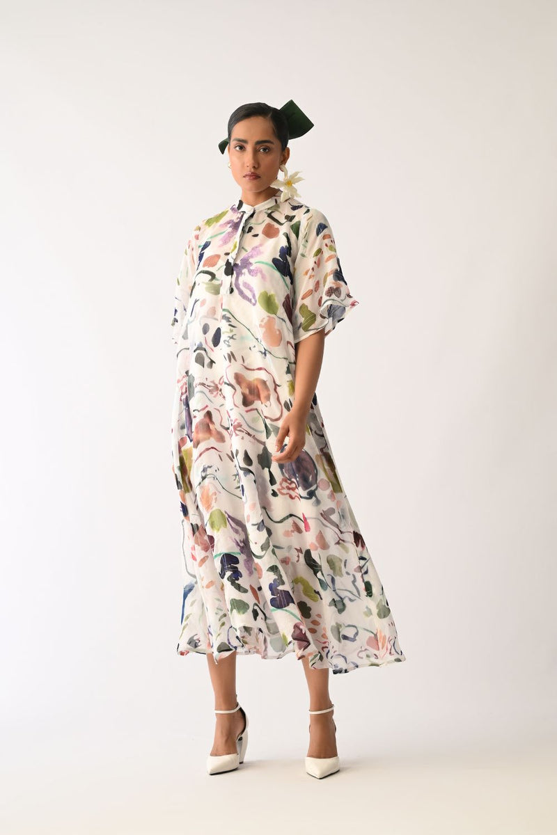 Luminia Ivory Overlay Dress organza dress by O'Frida in ivory for women in Singapore